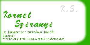 kornel sziranyi business card