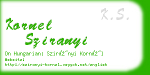 kornel sziranyi business card